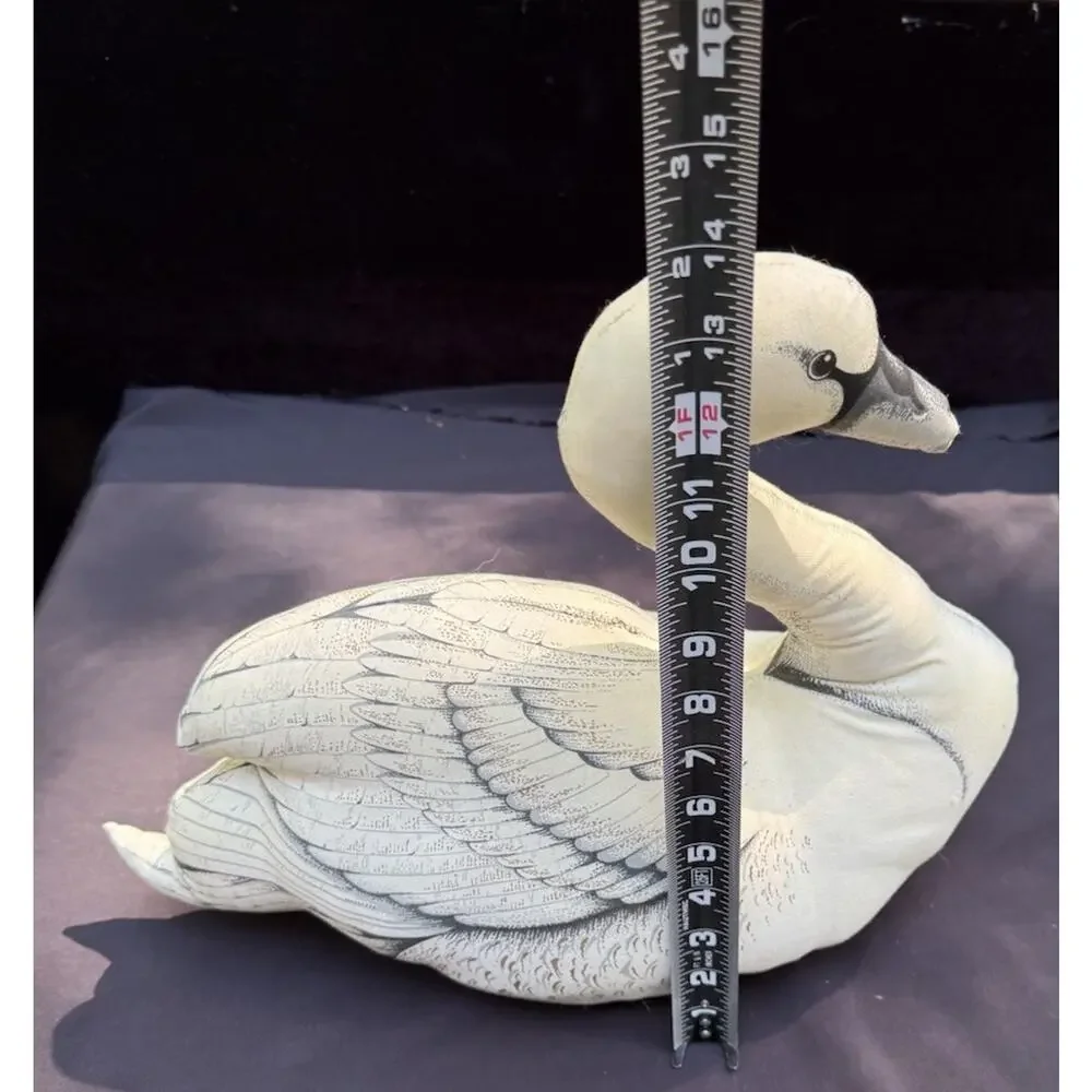 Vintage Large Stuffed Wild Swan Bird Plush Decorative Pillow Decor Handmade